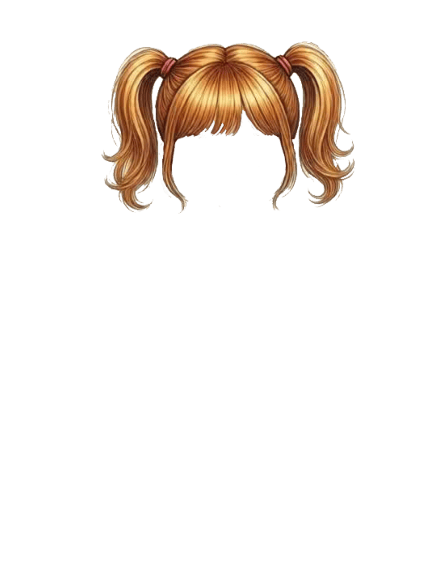 Blonde pigtails with red elastics